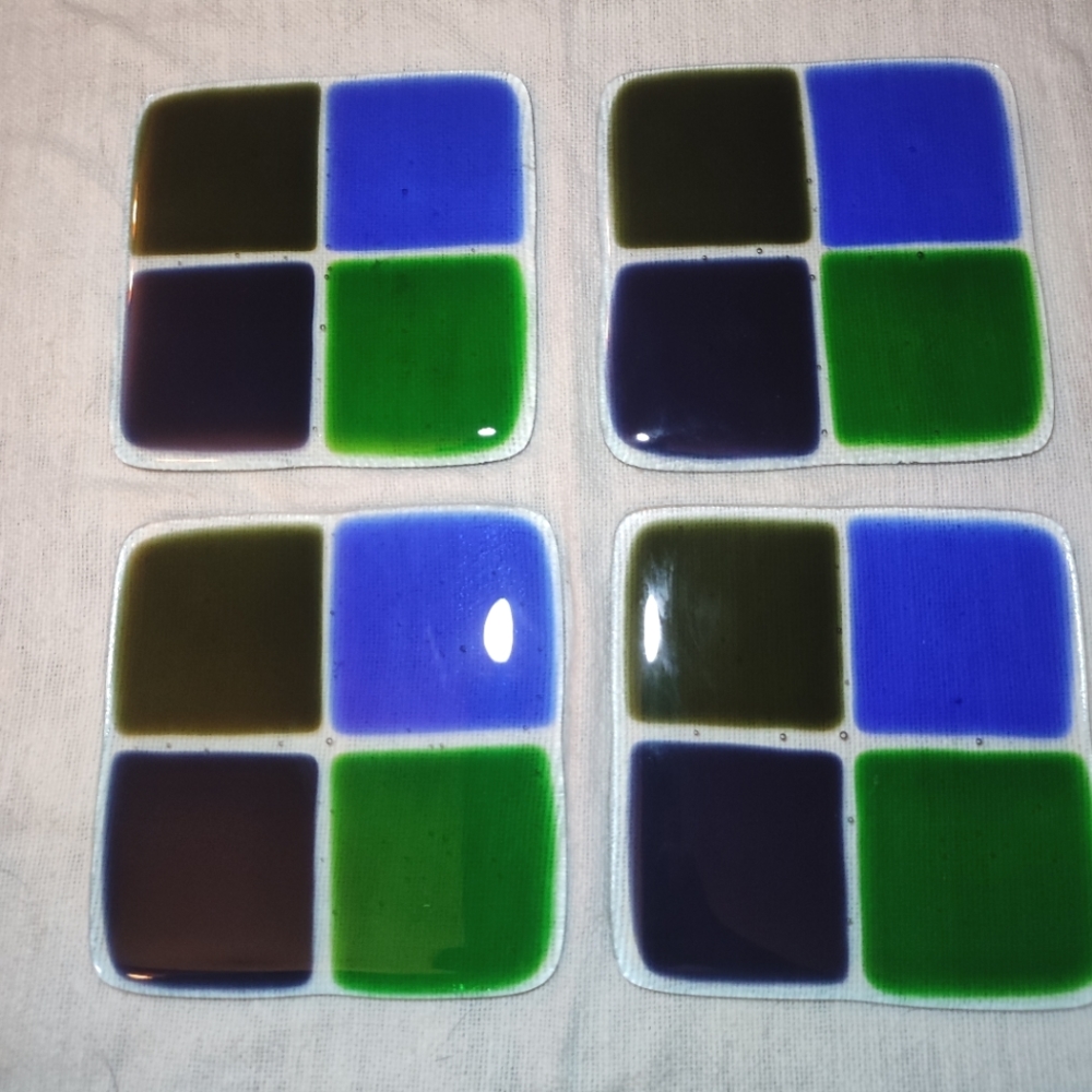 Multi Colored Fused Art Glass Coasters